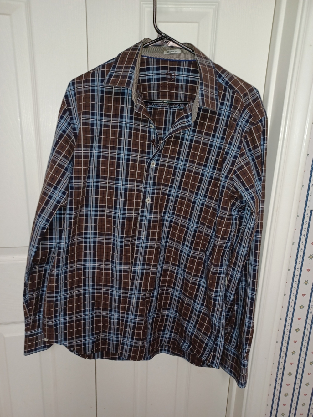 Bugatchi Men's Brown & Blue Plaid Button-Up Shirt